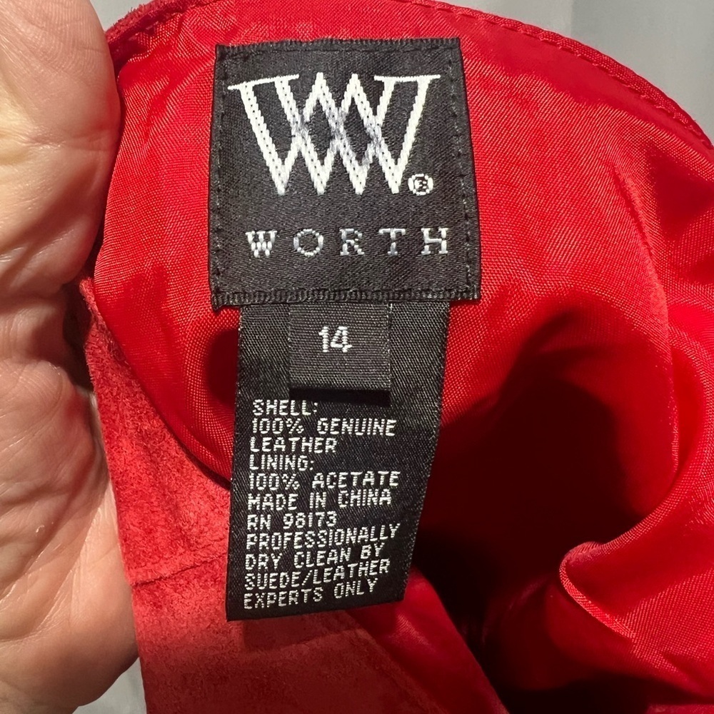 Worth Red Suede Mini Skirt Size 14 | Pocket Detail | Fall Winter - Picture 4 of 6